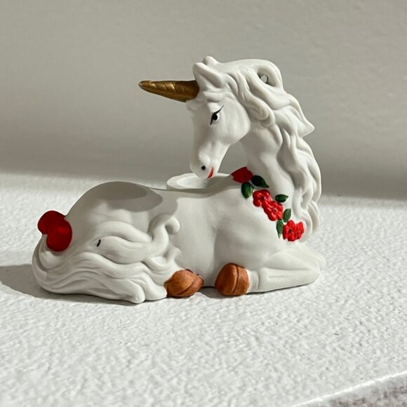 Set Of Two Hand Painted Christmas Unicorn Votive Candle Holder Holiday Trinkets - Picture 5 of 10